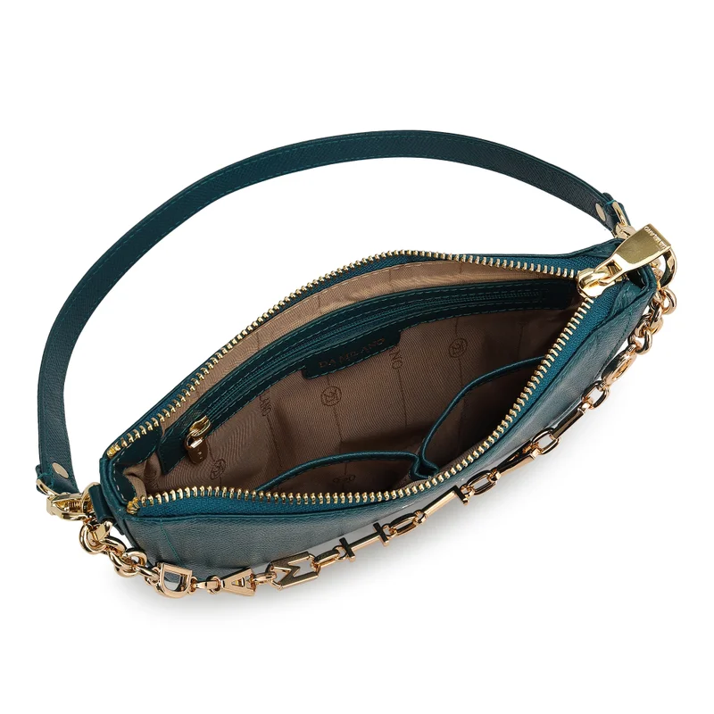 Da Milano Teal Small Franzy Leather Baguette - Teal for Women | Best Price UAE